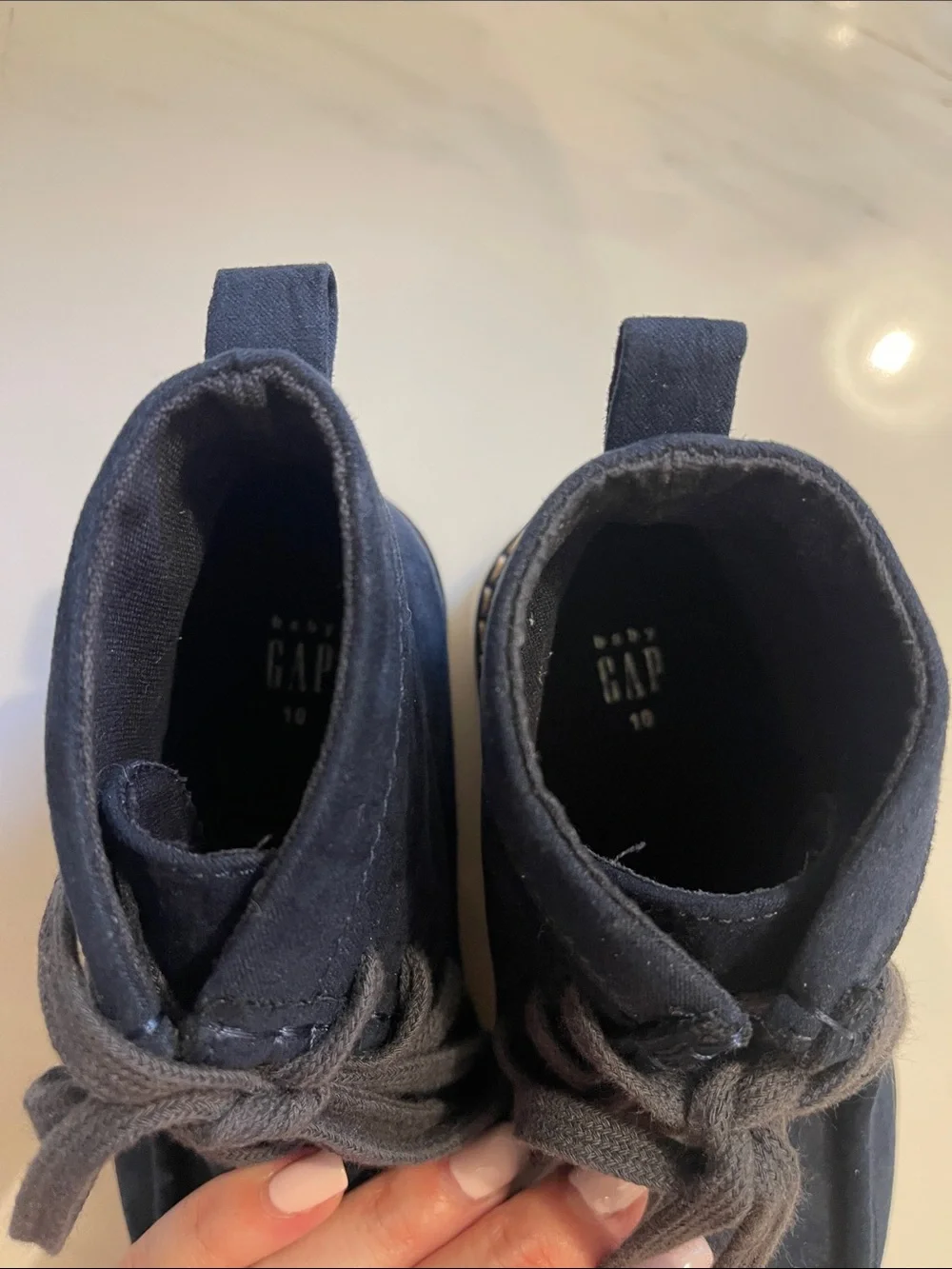 GAP Kids Navy Suede Lace-Up Moccasin Ankle Boots